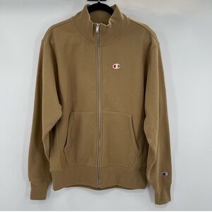 Unisex yellow Champion reverse weave Full Zip Mock Neck sweatshirt size small